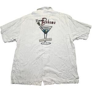 Tommy Bahama Martini Bar None Graphic Shirt Men L Button Down White Vacation